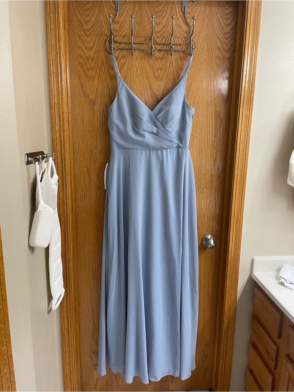 Azazie dusty Blue Lennon Spaghetti Strap Maxi Dress
